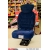 Fotel siedzenie ciągnikowe komfortowe materiałowe + podłokietnik TEKSAS (niebieskie ciemne)